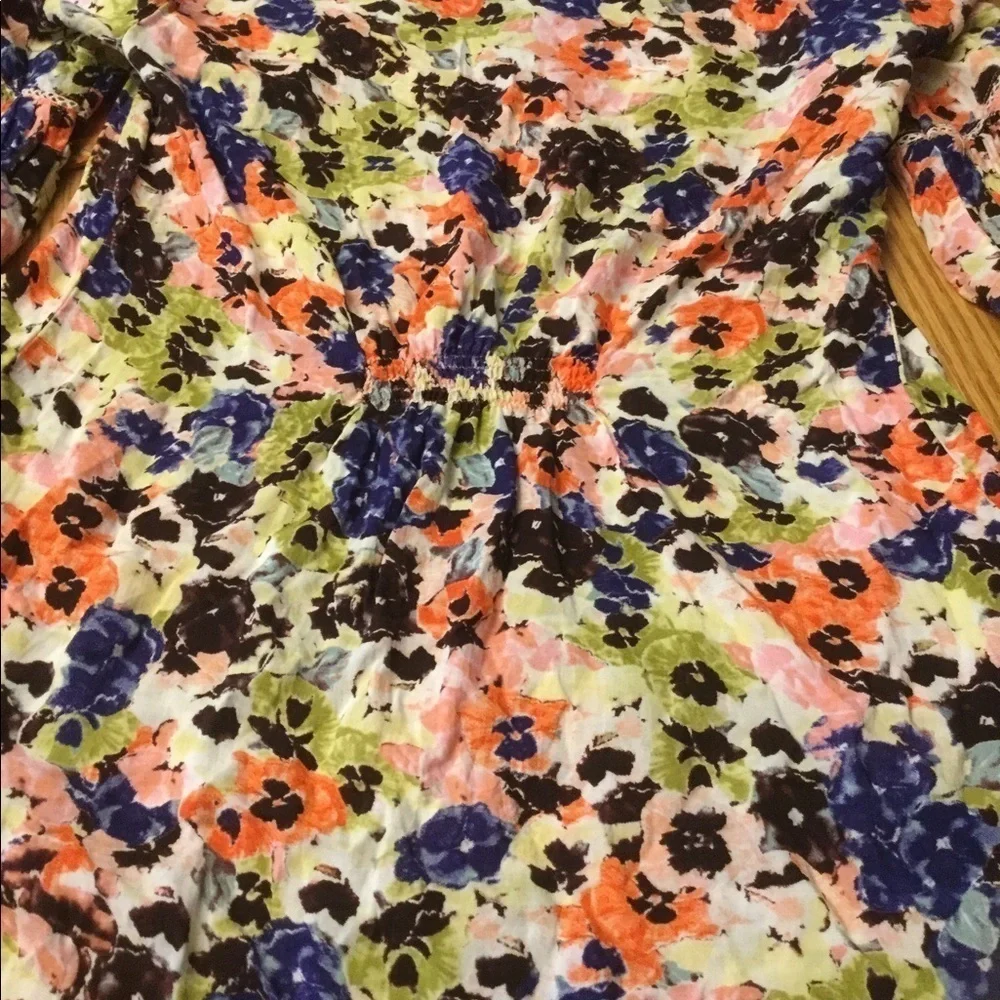 MAEVE ANTHROPOLOGIE Floral Top 0 Multi Color 3/4 Sleeve Pink Green Blouse - Picture 5 of 5